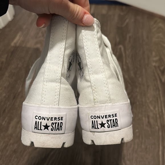 White Lugged Platform High Top Converse - Picture 4 of 8